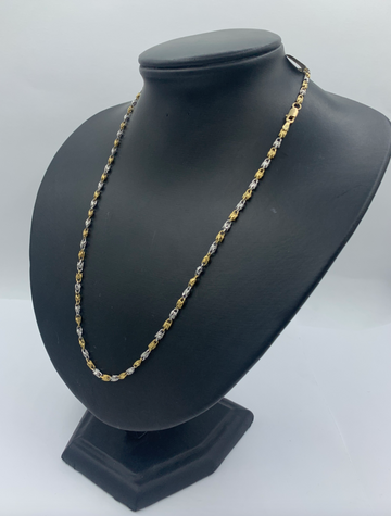 18 Inch Two Tone Bead Rosarie 10K Gold Mens Chain