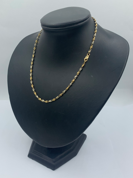 16 Inch Two Tone Bead Rosarie 10K Gold Mens' Chain
