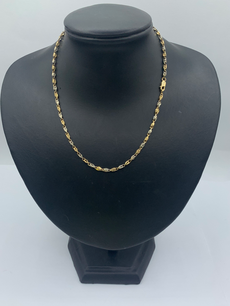 16 Inch Two Tone Bead Rosarie 10K Gold Mens' Chain
