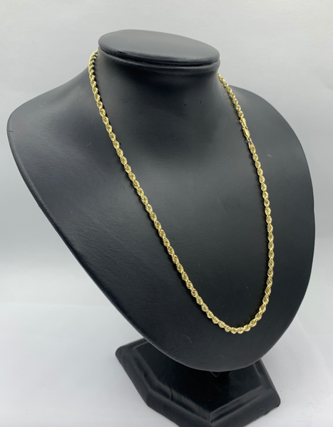 19 Inch 10K Gold Diamond Cut Rope Chain