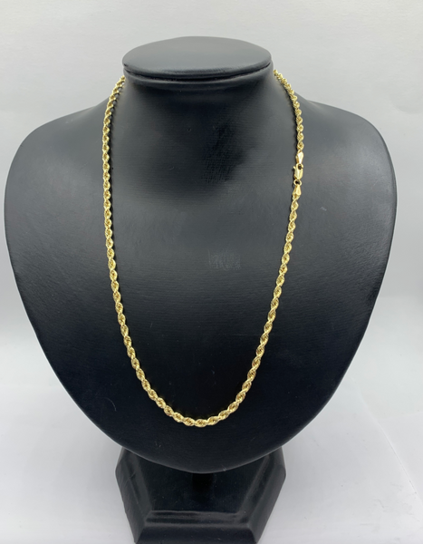 19 Inch 10K Gold Diamond Cut Rope Chain
