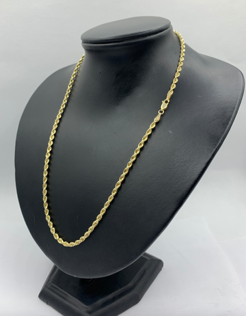 19 Inch 10K Gold Diamond Cut Rope Chain