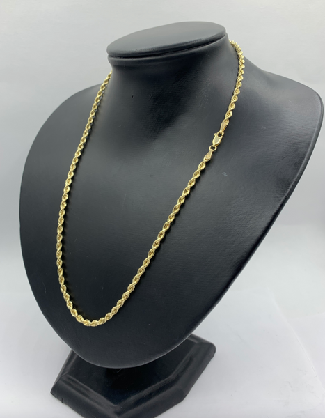 19 Inch 10K Gold Diamond Cut Rope Chain
