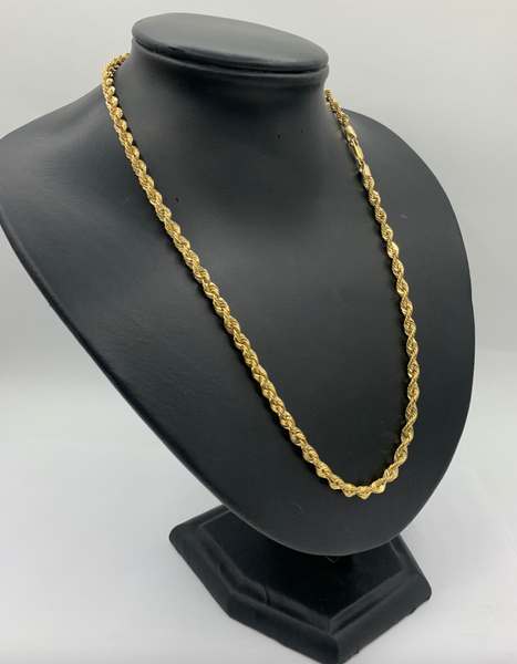 20 Inch 10K Gold Diamond Cut Rope Chain