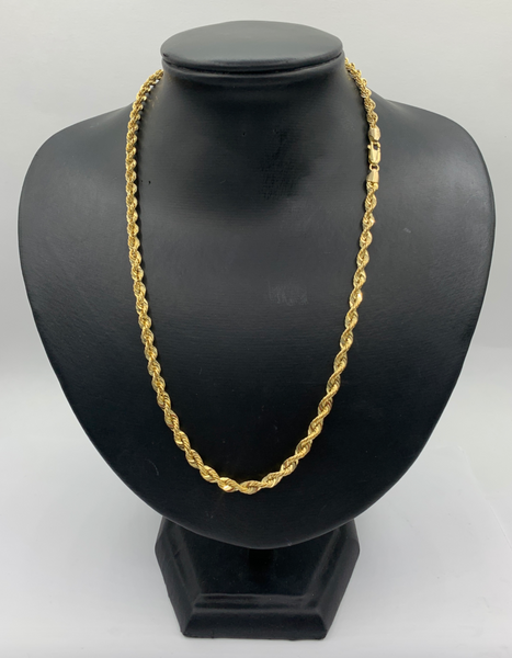20 Inch 10K Gold Diamond Cut Rope Chain