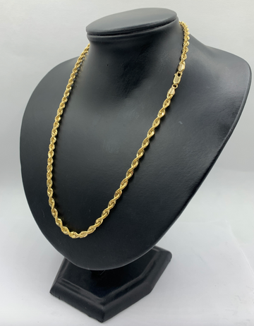 20 Inch 10K Gold Diamond Cut Rope Chain