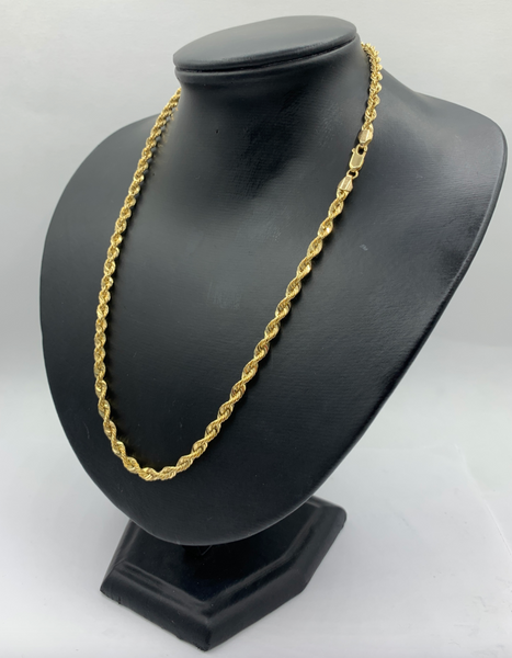 20 Inch 10K Gold Diamond Cut Rope Chain