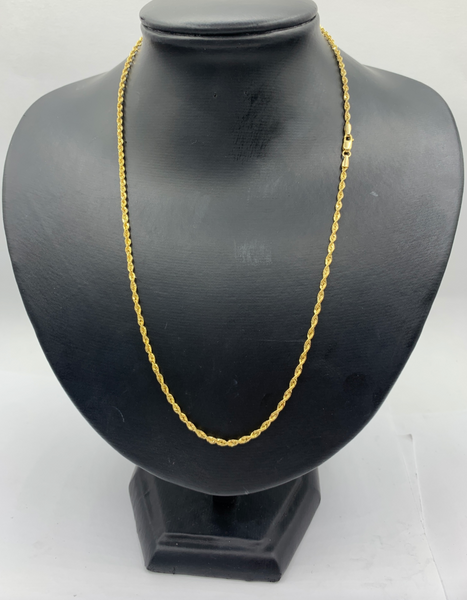 20 Inch 10K Diamond Cut Rope Chain