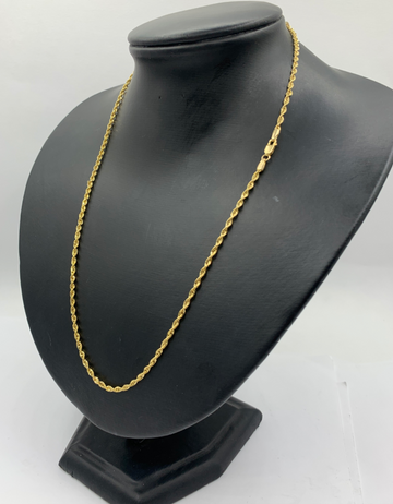 20 Inch 10K Diamond Cut Rope Chain