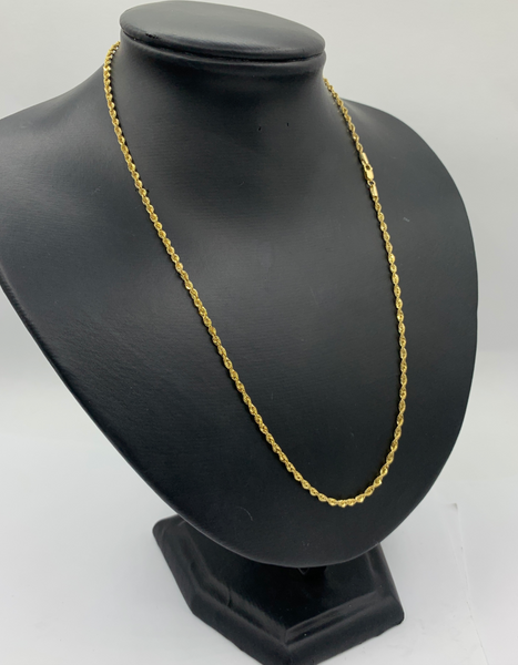 20 Inch 10K Diamond Cut Rope Chain