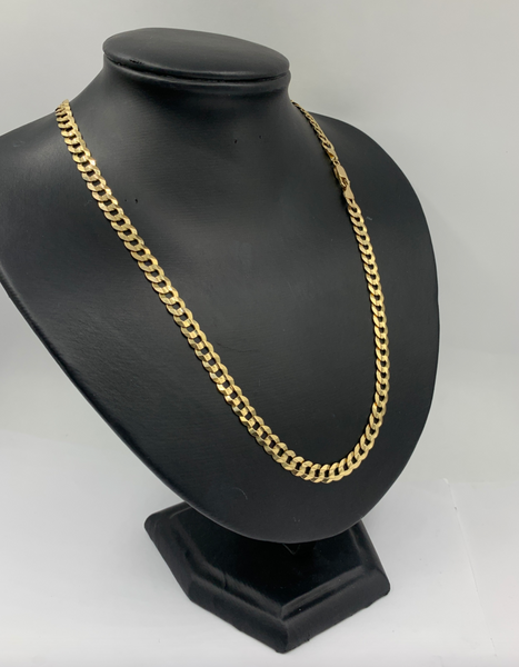 22 Inch 10kt Wide Gold Hollow Cuban Curb Chain