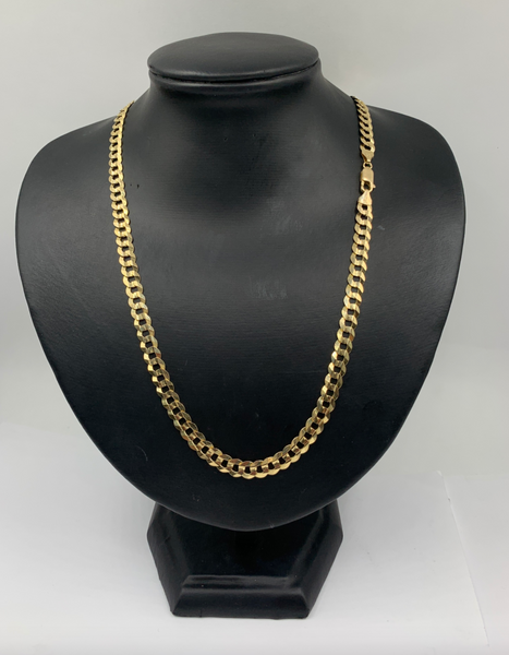 22 Inch 10kt Wide Gold Hollow Cuban Curb Chain