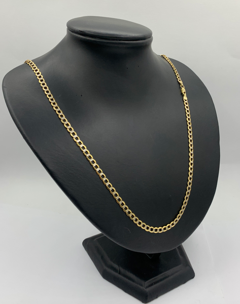 26 Inch Mini Crystal 10K Gold Hollow Cuban Chain
