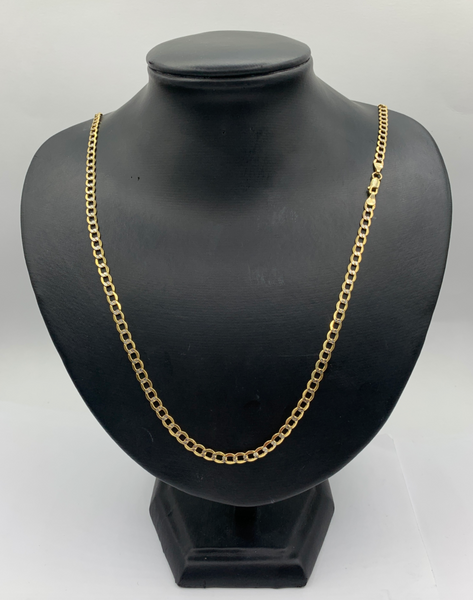 26 Inch Mini Crystal 10K Gold Hollow Cuban Chain