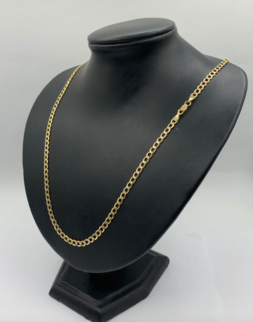 26 Inch Mini Crystal 10K Gold Hollow Cuban Chain