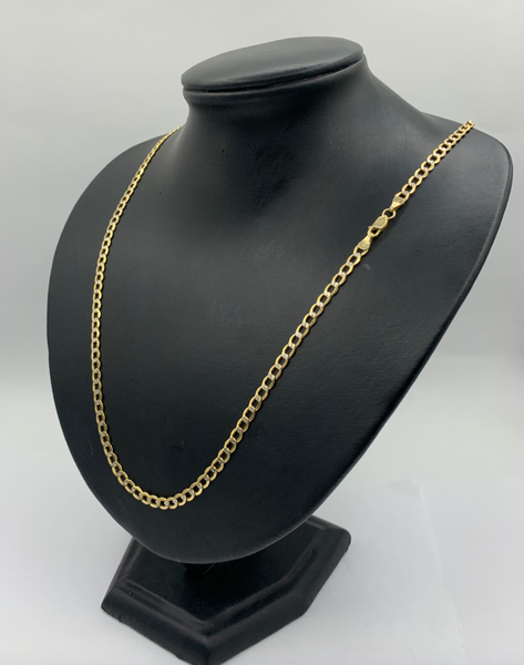 26 Inch Mini Crystal 10K Gold Hollow Cuban Chain
