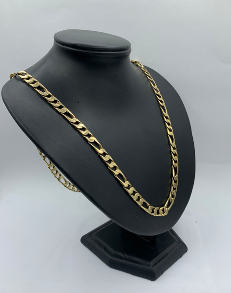 32 Inch 10K Figaro Super Link Curb Mens' Chain