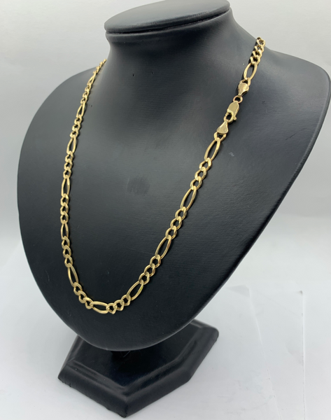 22 Inch 10K Gold Wide Figaro Mens' Chain