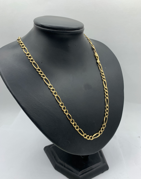 22 Inch 10K Gold Wide Figaro Mens' Chain
