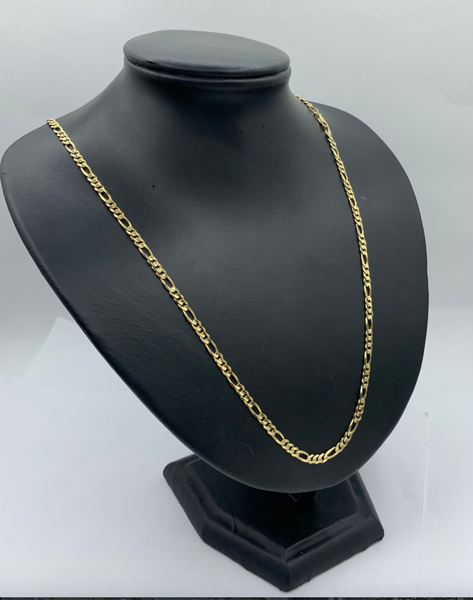 24 Inch 10K Gold Thin Figaro Chain