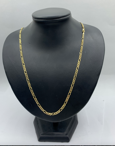 24 Inch 10K Gold Thin Figaro Chain