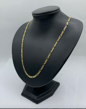 24 Inch 10K Gold Thin Figaro Chain