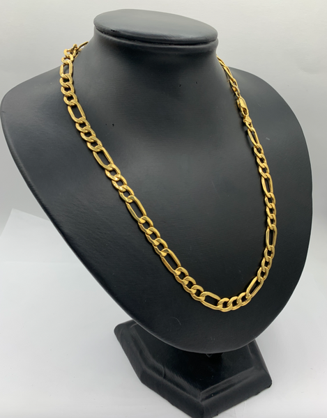 20 Inch 10K Gold Pave Figaro Chain