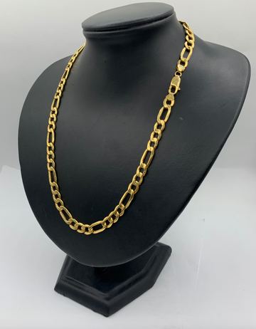 20 Inch 10K Gold Pave Figaro Chain