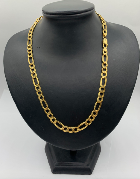 20 Inch 10K Gold Pave Figaro Chain