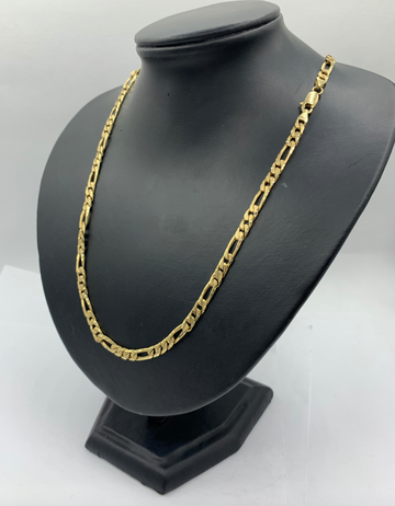 22 Inch 10K Gold Figaro Pave Mens' Chain