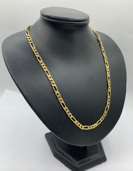 22 Inch 10K Gold Figaro Pave Mens' Chain