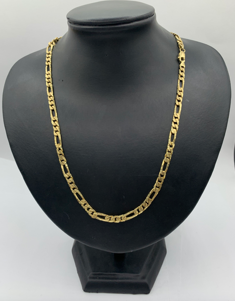 22 Inch 10K Gold Figaro Pave Mens' Chain