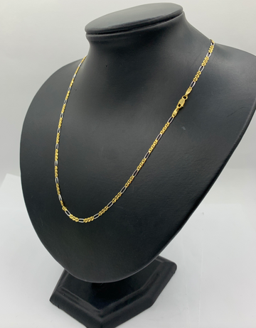 Two Tone 10K Gold Figaro Chain