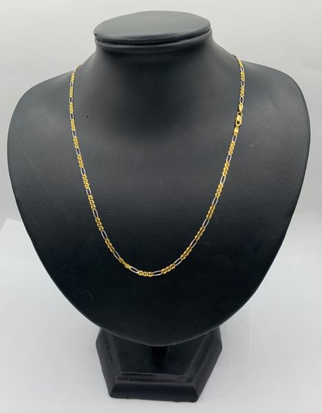 Two Tone 10K Gold Figaro Chain