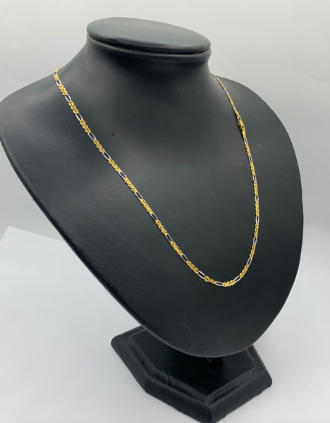 Two Tone 10K Gold Figaro Chain