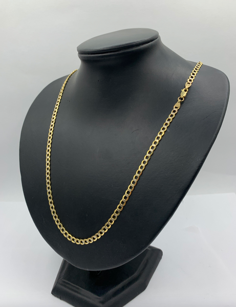 24 Inch Open Pave Hollow Link 10K Gold Chain