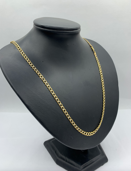 24 Inch Open Pave Hollow Link 10K Gold Chain