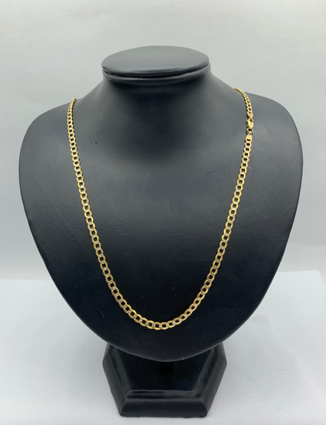 24 Inch Open Pave Hollow Link 10K Gold Chain