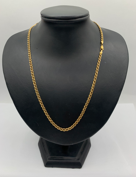 20 Inch Gold Concave Mariner 10k Mens' Chains
