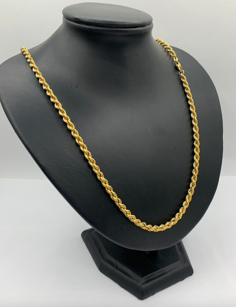 24 Inch 10kt Gold Solid Diamond Cut Rope