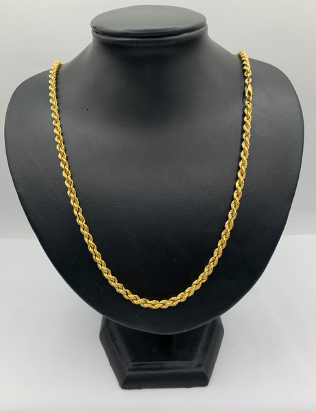 24 Inch 10kt Gold Solid Diamond Cut Rope
