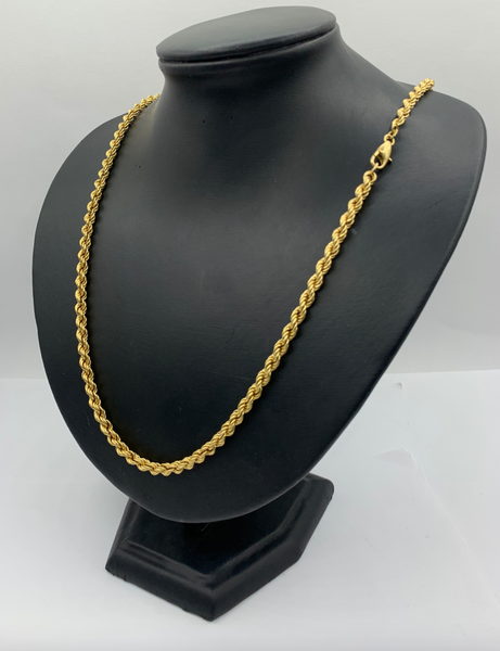24 Inch 10kt Gold Solid Diamond Cut Rope