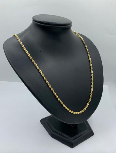26 Inch 10K Solid Gold Quint Rope Chain