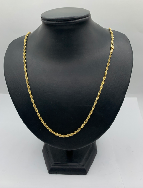 26 Inch 10K Solid Gold Quint Rope Chain