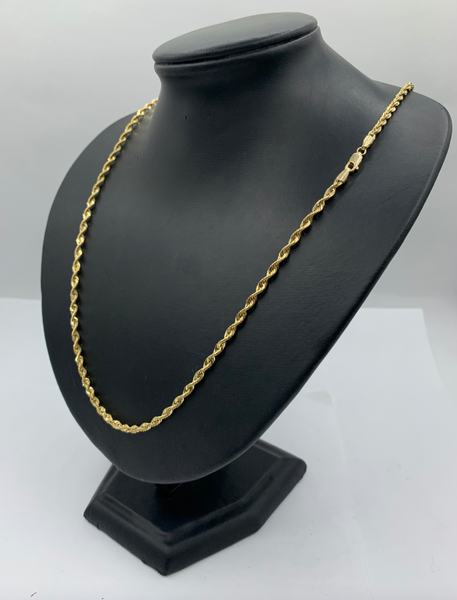26 Inch 10K Solid Gold Quint Rope Chain