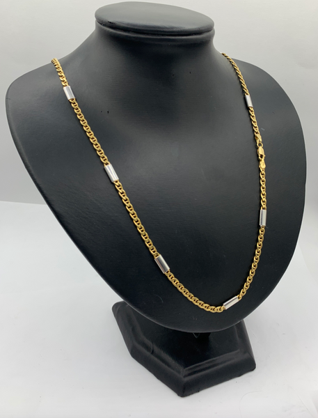24 Inch 10K Two Tone Gold Concave Mariner Mens Chain