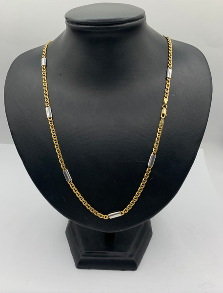 24 Inch 10K Two Tone Gold Concave Mariner Mens Chain