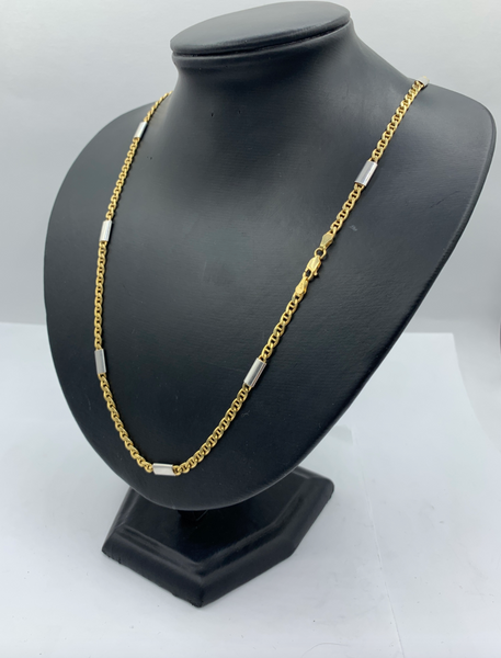 24 Inch 10K Two Tone Gold Concave Mariner Mens Chain