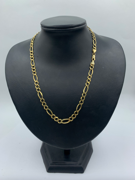 19 Inch 10K Gold Classic Figaro Mens Chain