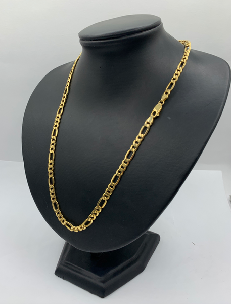 22 Inch 10K Gold Classic Figaro Mens' Chain